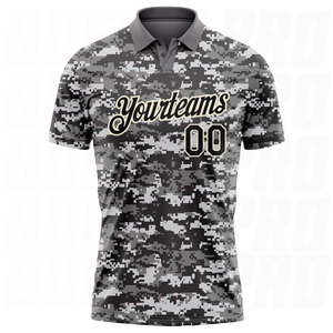 Polo pour homme personnalisable brodé, tissu tricoté à séchage rapide, polo de golf professionnel camouflage noir crème Salute Golf - Product Image 2