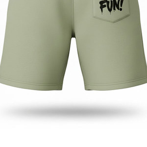 Shorts kaki homme personnalisés 240 GSM, shorts décontractés avec poches profondes, taille élastique et cordon de serrage, coupe confortable pour homme. - Product Image 6