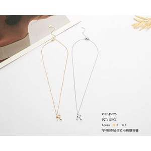 Collier avec pendentif en diamant lettre R en acier inoxydable, 6 pouces, style minimaliste, unisexe, à porter au quotidien - Product Image 1