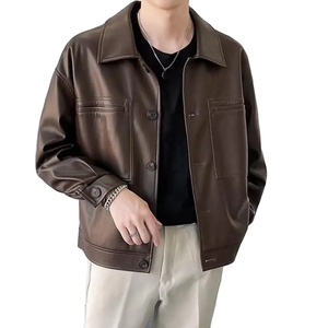 Veste en cuir de motard Slim Fit personnalisée style High Street Manteau en toile - Product Image 1