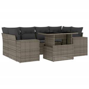 Conjunto de Sofá de Jardín de Ratán PE Gris con Acero con Recubrimiento en Polvo y Vidrio Templado, Muebles de Exterior Premium - Product Image 2