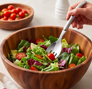 Ensemble de 2 cuillères à salade courbes en acier inoxydable avec poignées ergonomiques, lavables au lave-vaisselle, pour restaurants, événements et traiteurs - Product Image 6