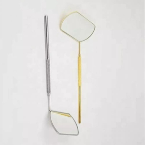 Gold Plated Diamond Eyelash <b>Mirror</b> Stainless Steel Non-slip Handle Eyelash Extension Tools Equipment For Beauty Salon - Product Image 3