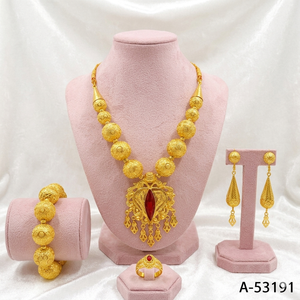 คุณภาพสูง MOLL JEWELLERS ชุดสร้อยคอสร้อยข้อมือเจ้าสาวประดับเพชรเซอร์คอนหินชุบทอง 24K ความยาว 18 นิ้วอินเทรนด์ A-53192 - Product Image 2