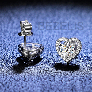 Boucles d'oreilles en diamant en forme de cœur, taille brillant rond, cultivées en laboratoire, bijoux fins romantiques pour femmes - Product Image 5