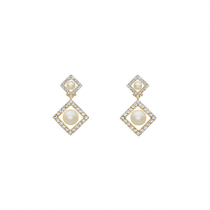 Krishna Stud Fashion Jewellery-Trendy Titanium Pearl & Diamond Geometric Earrings for Party Wedding Gift - Product Image 2