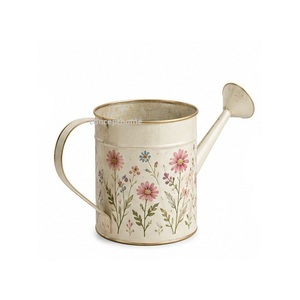 Regadera Metálica con Diseño Floral para Jardinería, Uso en Exteriores, Acabado Pintado Duradero - Product Image 1