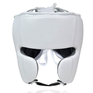 Protector de Cabeza de Boxeo de Cuero Blanco Puro, Estilo Sparring, con Cordones, para Entrenamiento de Artes Marciales, de Cara Abierta, con Alta Absorción de Impactos, Marca Personalizada - Product Image 1