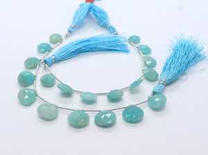 Natural Amazonite Faceted Heart Shape Briolette 8-9MM Amazonite Gemstone <b>Beads</b> 8 Inch Strand For Jewelry Making Wholesale Bulk - Product Image 3