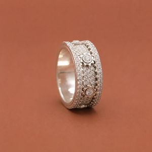 Customize Moissanite Diamond Studded S925 <b>Silver</b> Trendy <b>Mens</b> <b>Ring</b> - Product Image 2
