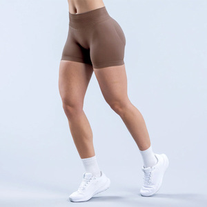 Women Mid Waist Bermuda <b>Biker</b> <b>Shorts</b> Solid <b>White</b> Spandex Polyester Knitted Moto Sporty Fit Breathable Workout Wear - Product Image 3