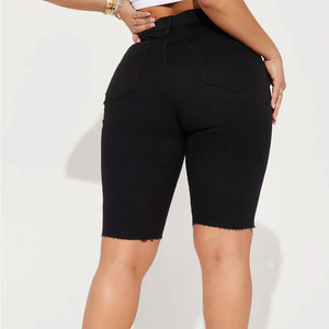 Shorts de Mezclilla para Mujer, OEM ODM, Personalizados, Desgastados, Cintura Media, Elásticos, Transpirables, Antiarrugas, 100% Algodón, Casuales de Verano - Product Image 3
