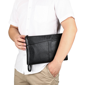 Pochette Homme Décontractée Chic Légère Grande Capacité en Cuir PU Souple Imperméable avec Fermeture Éclair Broderie Style Tendance ISO - Product Image 3