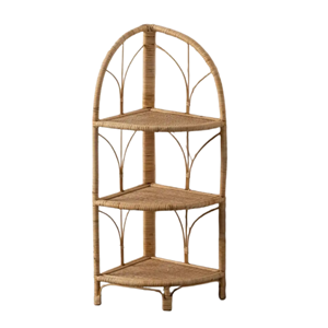 Custom Eco-Friendly Rattan <b>Corner</b> Bookcase Handwoven Bamboo Wicker Shelf Unit Display <b>Cabinet</b> Vietnam Wholesale Furniture - Product Image 1