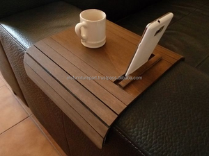 Oem/odm ถาดไม้แบนแบบสั่งทำแผ่นที่พักแขนไม้แข็งใช้งานง่ายและทนทานคุณสมบัติของขวัญที่สมบูรณ์แบบสำหรับคนรักโซฟา - Product Image 3