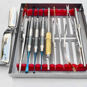Kit d'instruments de chirurgie micro-orale et maxillo-faciale en acier, manuel, cosmétique, certifié CE, conforme ISO13485, par Grip Surgical - Product Image 1