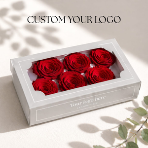 Caja de 6 rosas preservadas, color rojo, ideal para el Día de la Madre, San Valentín, bodas, elaboración de ramos y decoraciones de lujo. - Product Image 2