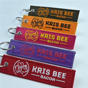 Porte-clés personnalisé brodé sur mesure, patch en toile, cuir PU, métal rectangulaire durable 13x3cm, promotionnel, pour entreprise, voiture - Product Image 1