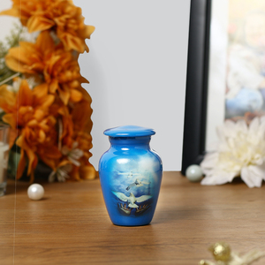 5 Birds Going to Heaven Printed Small <b>Keepsake</b> Cremation Urn for Adult & <b>Pet</b> Funeral Memorial <b>Ashes</b> - Product Image 3