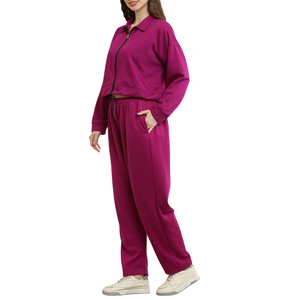 Conjunto Deportivo Corto para Mujer al por Mayor, Sudadera Corta con Hombros Caídos y Estampado Personalizado de Manga Larga y Pantalones para Invierno - Product Image 5
