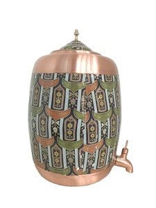 Distributeur d'eau en cuivre pur imprimé de qualité supérieure de 8 litres / Matka avec robinet anti-fuite, design classique pour la maison et le bureau, bienfaits ayurvédiques pour la santé - Product Image 2