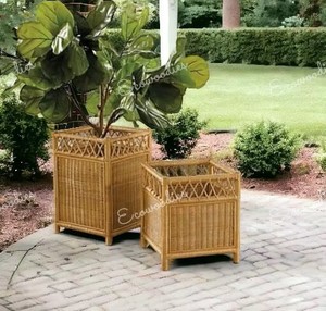Rattan <b>Square</b> Planters <b>Set</b> Of 2 Natural Woven Basket For Home Decoration Modern Design Bamboo Flower Pot Plant Pot Handmade <b>Sets</b> - Product Image 5