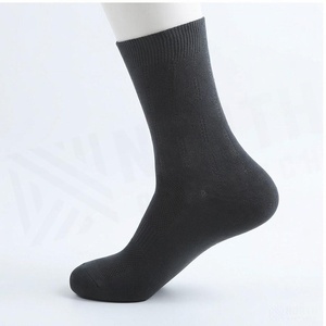 Crew <b>Socks</b> Solid Black Breathable Knitted for Adults Daily Wear - Product Image 3