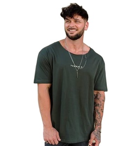 Camisetas de algodón/fibra de bambú 100% para hombre, cuello largo, transpirable, estilo informal, ajuste holgado, sólido, varios tamaños, OEM, ODM disponible - Product Image 2