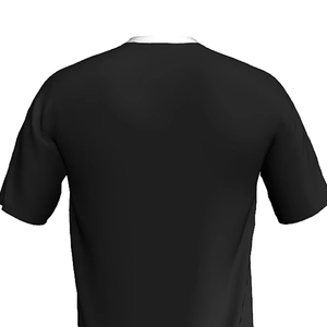 Maillot de football personnalisé pour homme, col en V, coloris contrastés noir et corail, manches courtes, tissu polyester anti-humidité - Product Image 2
