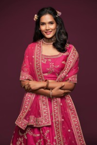 Ensemble Lehenga Choli brodé rose en soie, tenue de mariage pour femmes, robe de fête - Product Image 5