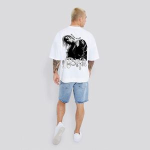 Meilleures ventes : T-shirts graphiques oversize noirs personnalisés imprimés DTG pour hommes, style streetwear, en tissu de 300 grammes, haute qualité - Product Image 3