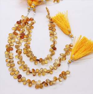 AAA Natural Citrine Smooth Pear Shape Briolette 5x7-6x8 MM Citrine <b>Gemstone</b> Beads 8 Inch Smooth Yellow Citrine Pear Beads - Product Image 1