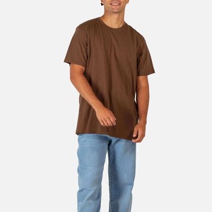 Camiseta de Cuello Redondo para Hombre, 100% Algodón, Color Marrón Sólido, Manga Corta, Corte Regular, Estilo Casual, 200g, Anti-Pilling, Frente Liso - Product Image 3