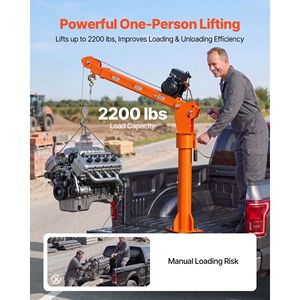 Grúa Eléctrica para Camión, 2200 Libras, 12V, Cabrestante de 6000 Libras, Pluma Telescópica Giratoria 360°, Capacidad de 1 Tonelada - Product Image 2