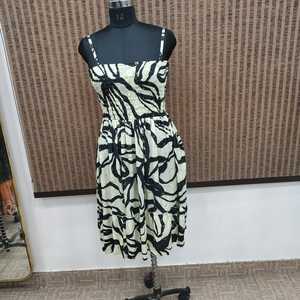 Women's Bohemian Floral Printed Cotton Blend A-Line Mid-Calf Dress with Ruffles and <b>Elastic</b> Waist Summer Casual Wear - Product Image 1