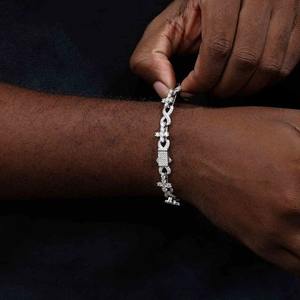 Pulsera de Plata de Ley 925 con Cruz Infinita y Moissanita VVS, Pulsera Fina con Baño de Rodio Color D, Pasa la Prueba del Diamante - Product Image 4