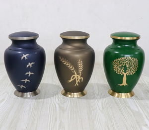 Green Brass Adult cremation Urn with <b>Gold</b> Tree Design Engraved Round Shape Home Decoration Metal Craft for Human Ashes - Product Image 4