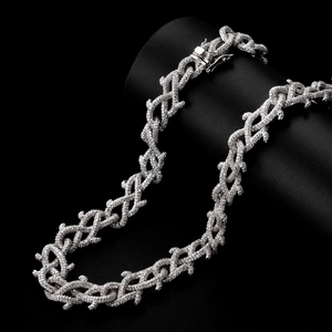 Outstanding Hip Hop Jewelry <b>Man</b> Twisted Thorn Chain Full Iced 925 Sterling <b>Silver</b> Moissanite Diamond Spiny Design <b>Necklace</b> - Product Image 1