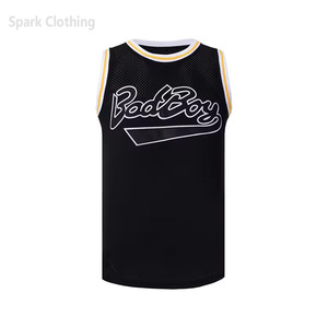 Camiseta de Baloncesto de Malla Negra para Hombre Spark Clothing, Sin Mangas, Cuello Redondo, Transpirable, con Logotipo Estampado en la Parte Delantera, para Todas las Temporadas - Product Image 1