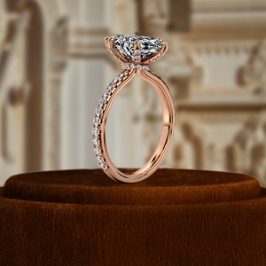 Bague de fiançailles en diamant taille marquise 1 carat avec halo à 6 griffes, certifiée IGI, en or blanc/jaune 14 carats, bague certifiée IGI - Product Image 5