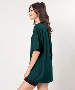 เสื้อยืดโอเวอร์ไซส์ผู้หญิงทรงปกติ ผ้าฝ้าย 100% คุณภาพสูง OEM/ODM ระบายอากาศได้ดี เป็นมิตรกับสิ่งแวดล้อม เหมาะสำหรับใส่ลำลองช่วงฤดูร้อน แขนสั้น - Product Image 3