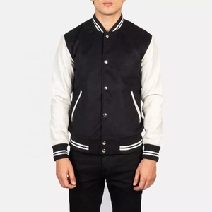 Customized Men's Trendy Varsity Bomber <b>Jacket</b> Fashionable Loose Casual Style with Stand Collar and Embroidered Patches - Product Image 5