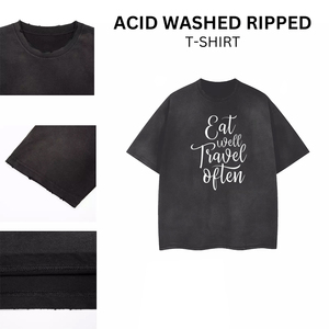 <b>Men</b> Women Acid Wash Oversized Tee Premium Street Fashion Custom Apparel Manufacturer 100% Cotton Loose Fit All Seasons <b>Pullover</b> - Product Image 1