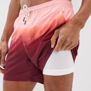 Unisex Premium <b>Swim</b> <b>Shorts</b> | Crimson Red Ombre Tie-Dye Quick-Dry Anti-UV Windproof Beach Trunks Urban Summer Surf Wear <b>Shorts</b> - Product Image 5