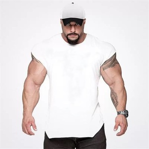 Débardeur de sport personnalisé pour homme en coton, sans manches, coupe ajustée, pour entraînement fitness - Product Image 1