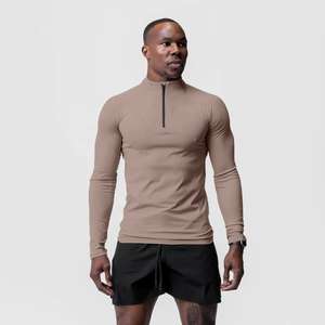 Poliéster Spandex Fabricantes Zip up Fitness Running Plain Quick Dry Custom Camiseta deportiva de manga larga para hombres - Product Image 6