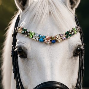 Diadema de Lujo para Caballo con Cristales en Forma de U, Multicolor, Accesorios para Brida de Doma, Artículos Ecuestres - Product Image 2