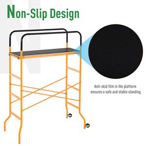 Piattaforma Organizzatrice a 4 Livelli in Acciaio con Scala Mobile Antiscivolo a 2 Ruote per Uso Interno/Esterno, Spedizione Gratuita - Product Image 5
