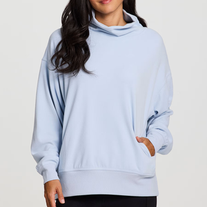 Sudadera de Mujer, Color Rosa Claro, Cuello Alto, Premium, Felpa Gruesa, Manga Larga, 100% Algodón, Estilo Minimalista Casual para Invierno - Product Image 2