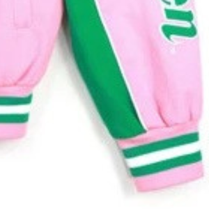 Chaqueta Varsity Rosa y Verde Personalizada, Manga Larga, Cierre de Botones, Estilo Bomber, Cuello y Puños Acanalados, Ropa Deportiva, Chaqueta Informal - Product Image 6